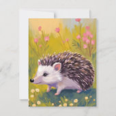 Hedgehog Floral Field Animal Painting Kaart (Voorkant)