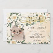 Hedgehog Floral Onederful 1e verjaardag uitnodigin Kaart (Voorkant)