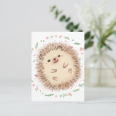 Hedgehog & Flowers illustratie Briefkaart (Staand voorkant)