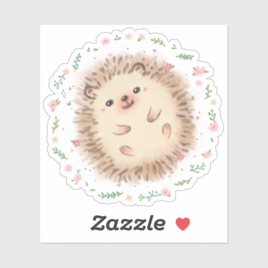 Hedgehog & Flowers illustratie Sticker (Vel)