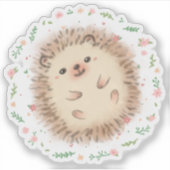 Hedgehog & Flowers illustratie Sticker (Voorkant)