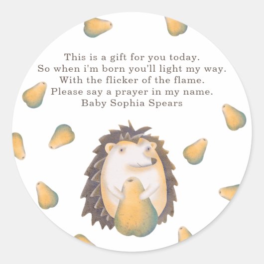 Hedgehog - Gebedskaars label (Voorkant)