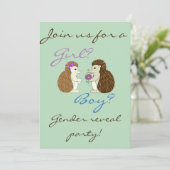 Hedgehog Gender Reveal Baby shower Kaart (Staand voorkant)