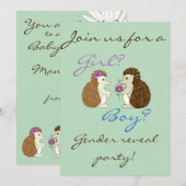 Hedgehog Gender Reveal Baby shower Kaart (Voorkant / Achterkant)