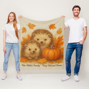 Hedgehog - Gezellig Oogst Home & Family Name Scrip Fleece Deken