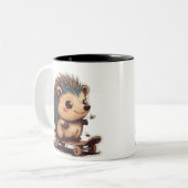 Hedgehog Hang Tweekleurige Koffiemok (Voorkant links)