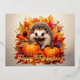 Hedgehog Harvest Greetings: Happy Thanksgiving Folie Feestdagen Briefkaart