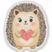Hedgehog Heart Waterverf Sticker (Voorkant)