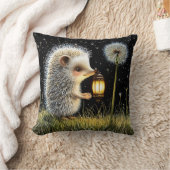 Hedgehog Holding Lantern Naast Paardenbloem Kussen (Deken)