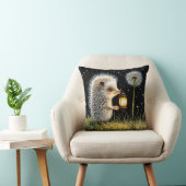 Hedgehog Holding Lantern Naast Paardenbloem Kussen (Stoel)