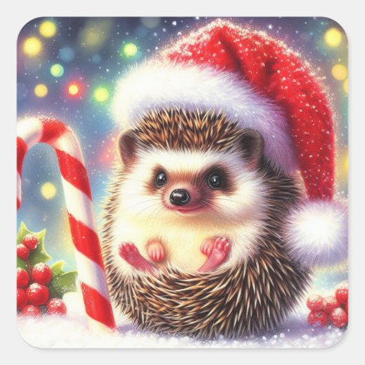 Hedgehog Holiday Hedgie Cadeau Stickers (Voorkant)