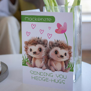 Hedgehog Hugs gepersonaliseerde Valentijnse Feestdagen Kaart