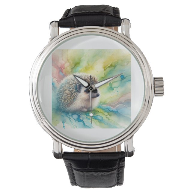 Hedgehog in a Colorful Natural Scene 040924AREF120 Horloge (Voorkant)