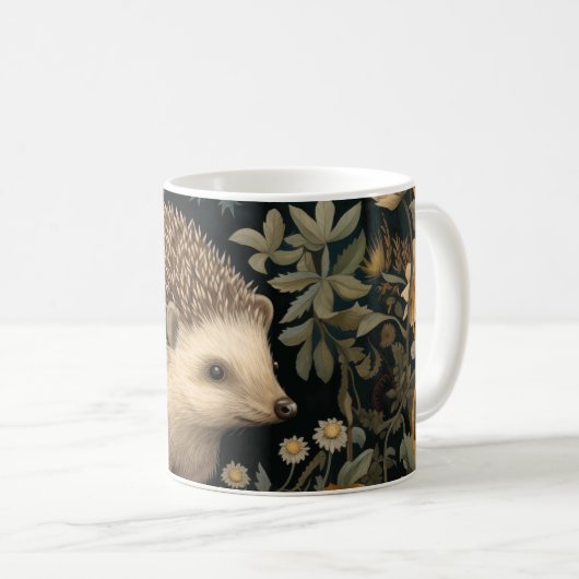 Hedgehog in de Forest William Morris stijl Koffiemok (Voorkant rechts)