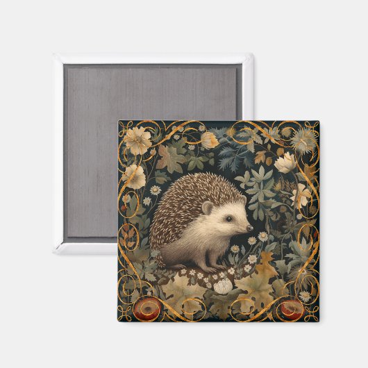 Hedgehog in de Forest William Morris stijl Magneet (Voorkant / Achterkant)