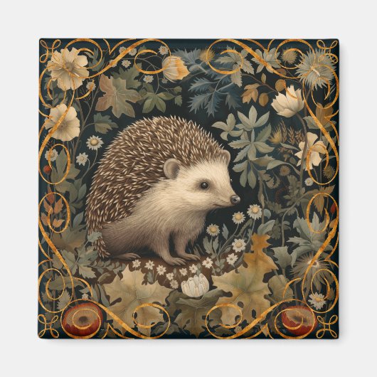 Hedgehog in de Forest William Morris stijl Magneet (Voorkant)