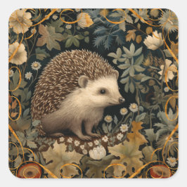 Hedgehog in de Forest William Morris stijl Vierkante Sticker