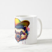 Hedgehog in een honkbal Pet Fun Design Koffiemok (Voorkant rechts)