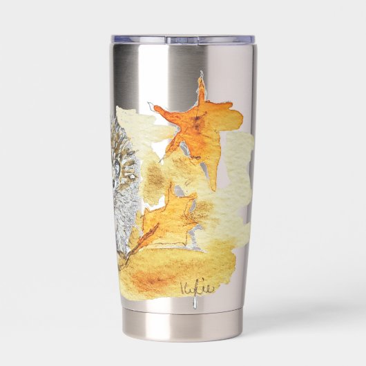 Hedgehog In Fall Leaves Geïsoleerde Drinkbeker (Achterkant)