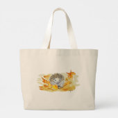 Hedgehog In Fall Leaves Grote Tote Bag (Achterkant)