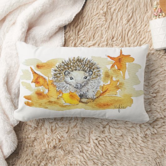 Hedgehog In Fall Leaves Kussen (Deken)