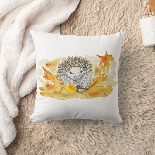 Hedgehog In Fall Leaves Kussen (Deken)