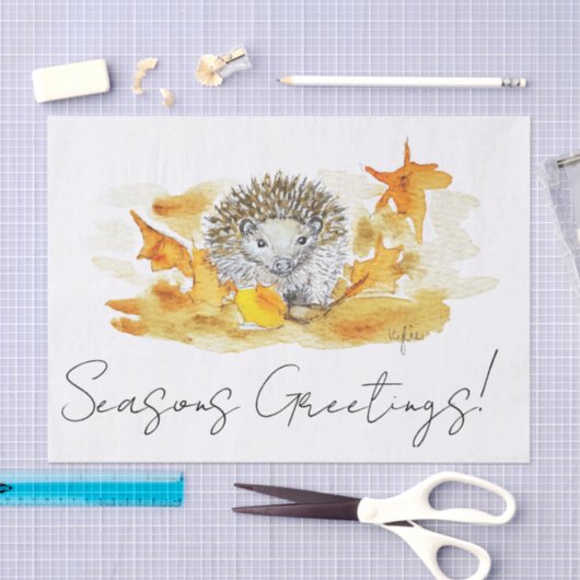 Hedgehog In Fall Leaves Tissuepapier (Craft)