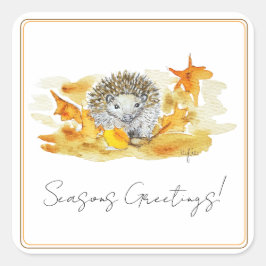 Hedgehog In Fall Leaves Vierkante Sticker
