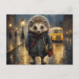 Hedgehog in het ontwerp van de waterverf mist briefkaart