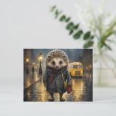 Hedgehog in het ontwerp van de waterverf mist briefkaart (Staand voorkant)
