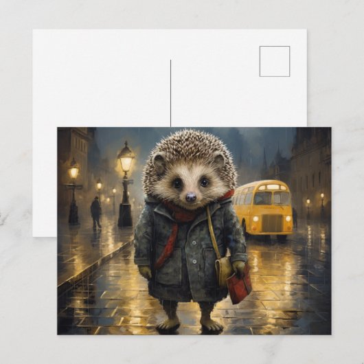 Hedgehog in het ontwerp van de waterverf mist briefkaart (Voorkant / Achterkant)