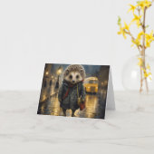 Hedgehog in het ontwerp van de waterverf mist kaart (Gele Bloem)