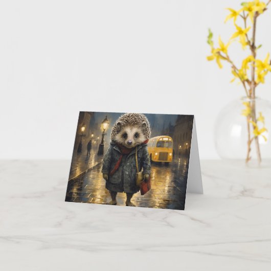 Hedgehog in het ontwerp van de waterverf mist kaart (Gele Bloem)