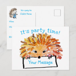 Hedgehog  Kinderuitnodiging Uitnodiging Briefkaart