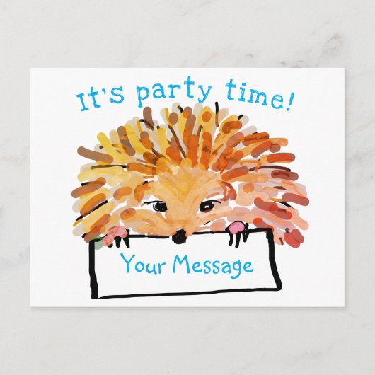 Hedgehog  Kinderuitnodiging Uitnodiging Briefkaart (Voorkant)