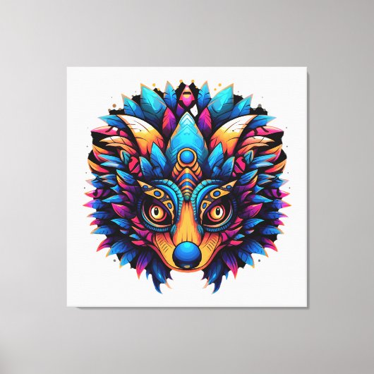 Hedgehog Kleurrijke Pop Art Canvas Afdruk (Voorkant)