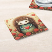 Hedgehog liefde 2 kartonnen onderzetters (Schuin)