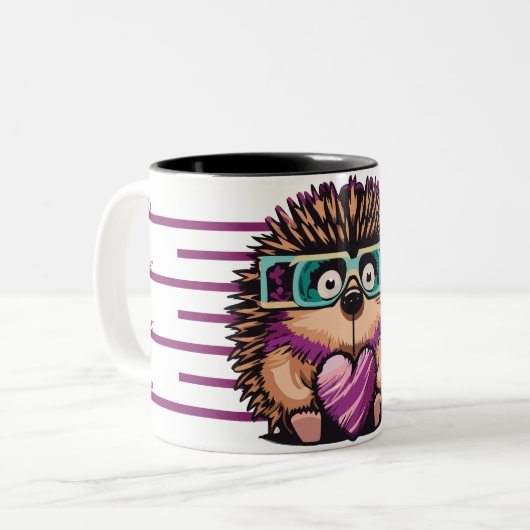 Hedgehog Liefde Mugshot Tweekleurige Koffiemok (Voorkant links)