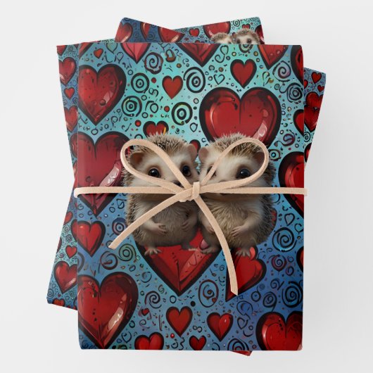 Hedgehog Love Wrapping Paper (In situ)