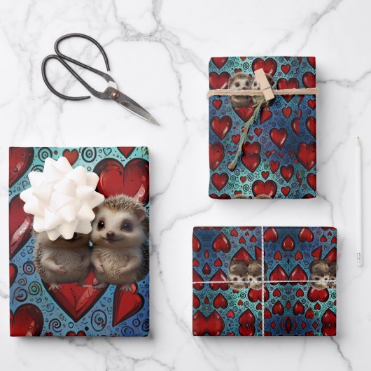 Hedgehog Love Wrapping Paper (Voorkant)