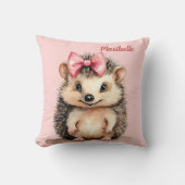 Hedgehog Meisjes Gepersonaliseerd Kussen (Voorkant)
