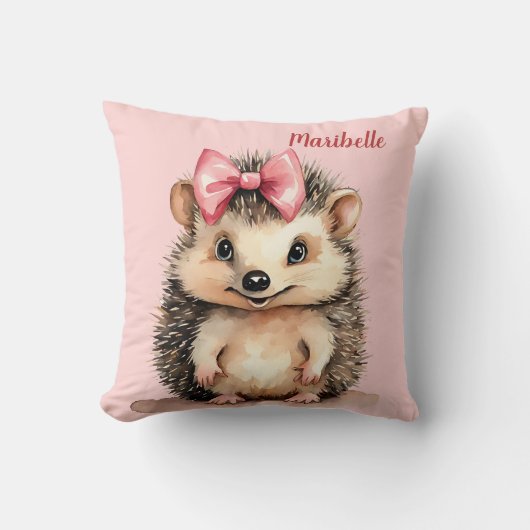 Hedgehog Meisjes Gepersonaliseerd Kussen (Voorkant)