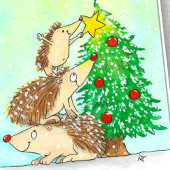 Hedgehog Merry Christmas greeting card by N. Janes Kaart