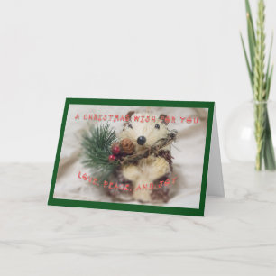 Hedgehog Merry Christmas Wish Wenskaart Feestdagen Kaart