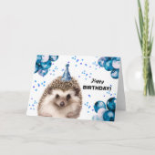 Hedgehog met ballonnen en Party Pet Verjaardag Kaart (Voorkant)