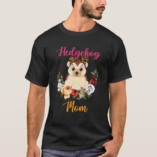 Hedgehog Mom Floral Hedgehog Bow Tie Lover Mother' T-shirt (Voorkant)