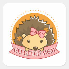 Hedgehog Mom Vierkante Sticker