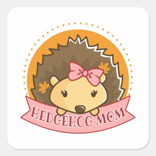 Hedgehog Mom Vierkante Sticker (Voorkant)