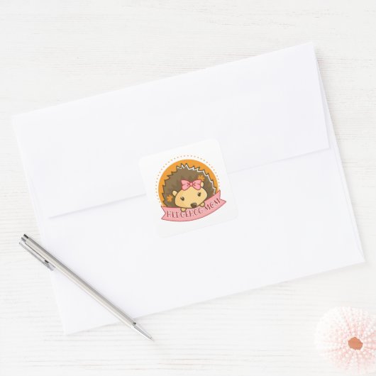 Hedgehog Mom Vierkante Sticker (Envelop)