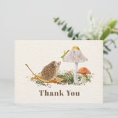 Hedgehog Mushroom Grasshopper Baby shower Bedankkaart (Staand voorkant)